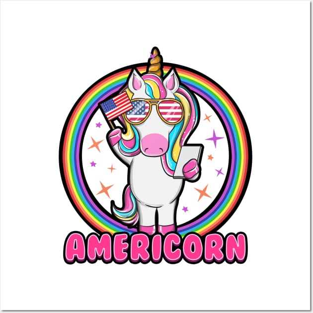 Funny Americorn T-shirt Wall Art by KsuAnn